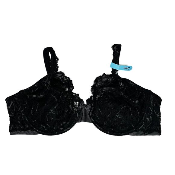 New Bali Black unlined Lace Bra 34C - Picture 1 of 8